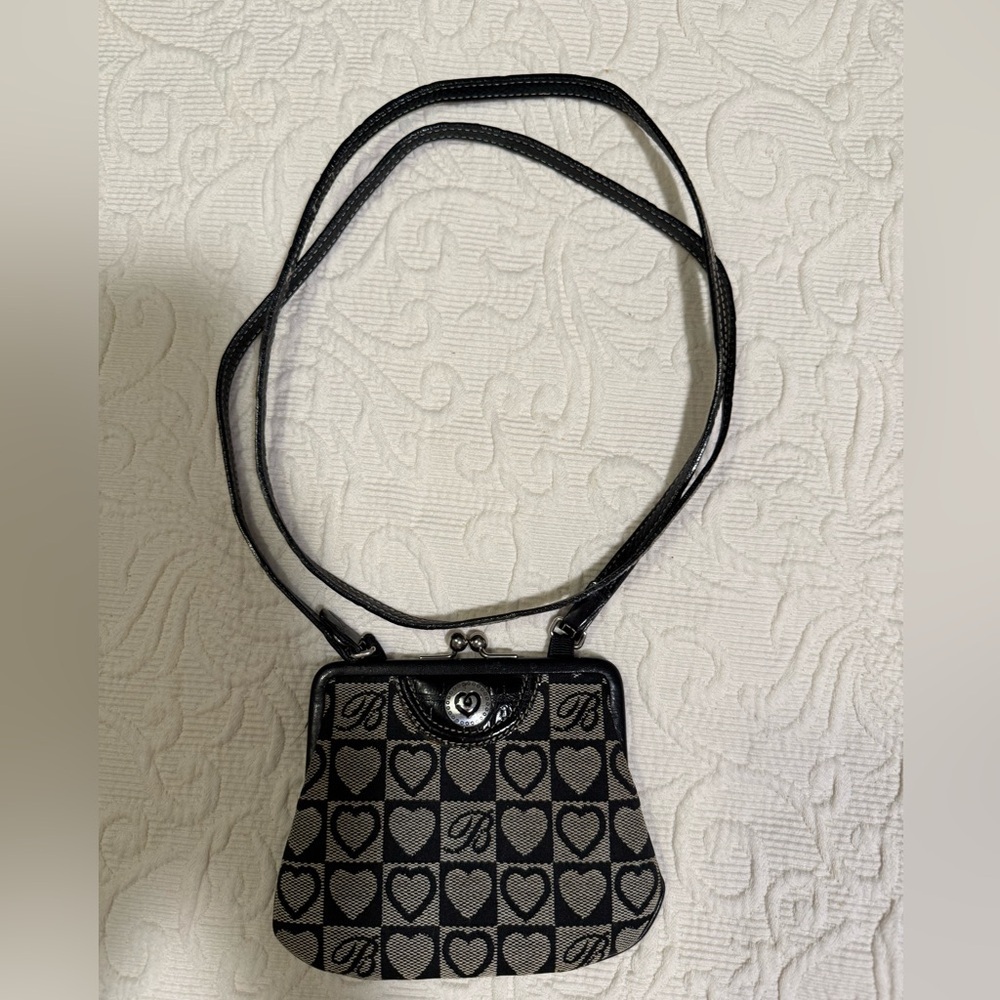 Brighton Black and Gray Heart Crossbody Bag